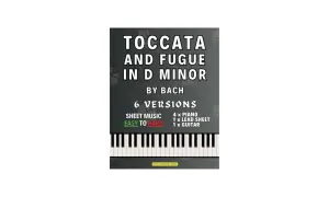 Grafika z nutami fortepianu i tekstem "Toccata i Fuga d-moll".