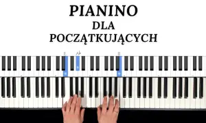 Nuty na keyboard dla początkujących: E, Ab, B zaznaczone na klawiaturze. Dłonie przygotowane do gry.