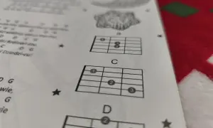 Nuty z akordami do kolęd na gitarę: A, C, D. Nauka gry na instrumencie.