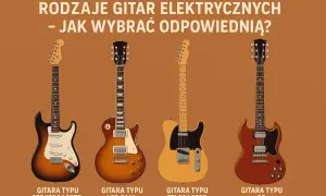 Cztery ikoniczne marki gitar elektrycznych: Stratocaster, Les Paul, Telecaster i SG, prezentują różnorodność stylów.