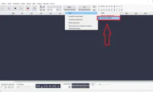 Wybór Windows WASAPI do nagrywania dźwięku z komputera w Audacity.