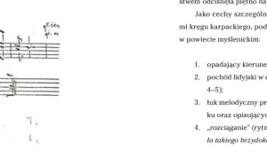 Fragment ręcznie pisanej partytury muzycznej z tekstem piosenki.