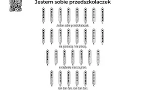 Flety piosenki dla dzieci "Jestem sobie przedszkolaczek" z zapisanymi nutami.