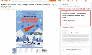 Kolędy na cymbałki litery: nuty, naklejki, słowa, 22 łatwe kolędy. Ostatnia aukcja, nuty zakupiły 22 osoby.