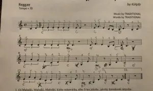 Mario, czy ty wiesz nuty? To zapis nutowy piosenki "Oj, Maluśki, Maluśki" w rytmie reggae.