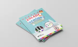 Kolęda na dzwonki chromatyczne: książka z nutami i słowami, naklejkami i podkładem do zabawy.