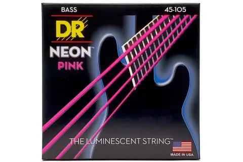 Opakowanie strun do gitary basowej DR Neon Pink. Ile strun ma gitara basowa? Ten zestaw zawiera 4 struny.
