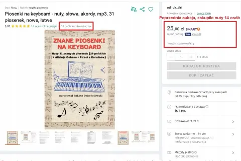 Nuty 31 znanych piosenek na keyboard, w tym "Piraci z Karaibów". 14 osób kupiło ostatnio.