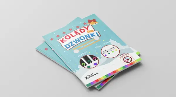 Kolęda na dzwonki chromatyczne: książka z nutami i słowami, naklejkami i podkładem do zabawy.