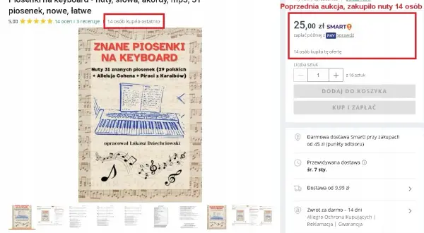 Nuty 31 znanych piosenek na keyboard, w tym "Piraci z Karaibów". 14 osób kupiło ostatnio.