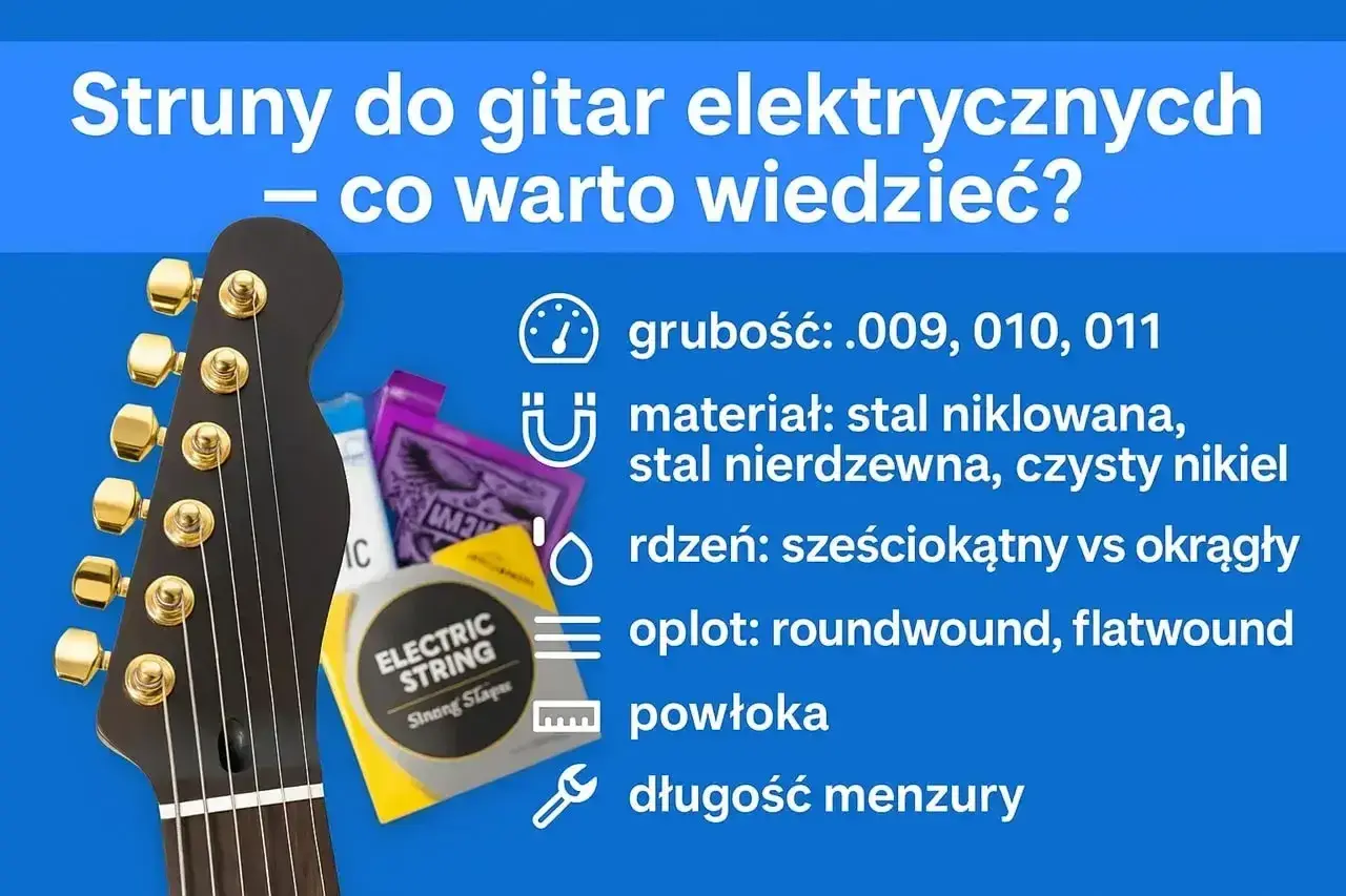 Jakie struny do gitary elektrycznej wybrać? Grubość, materiał, rdzeń, oplot, powłoka i długość menzury – wszystko, co musisz wiedzieć.