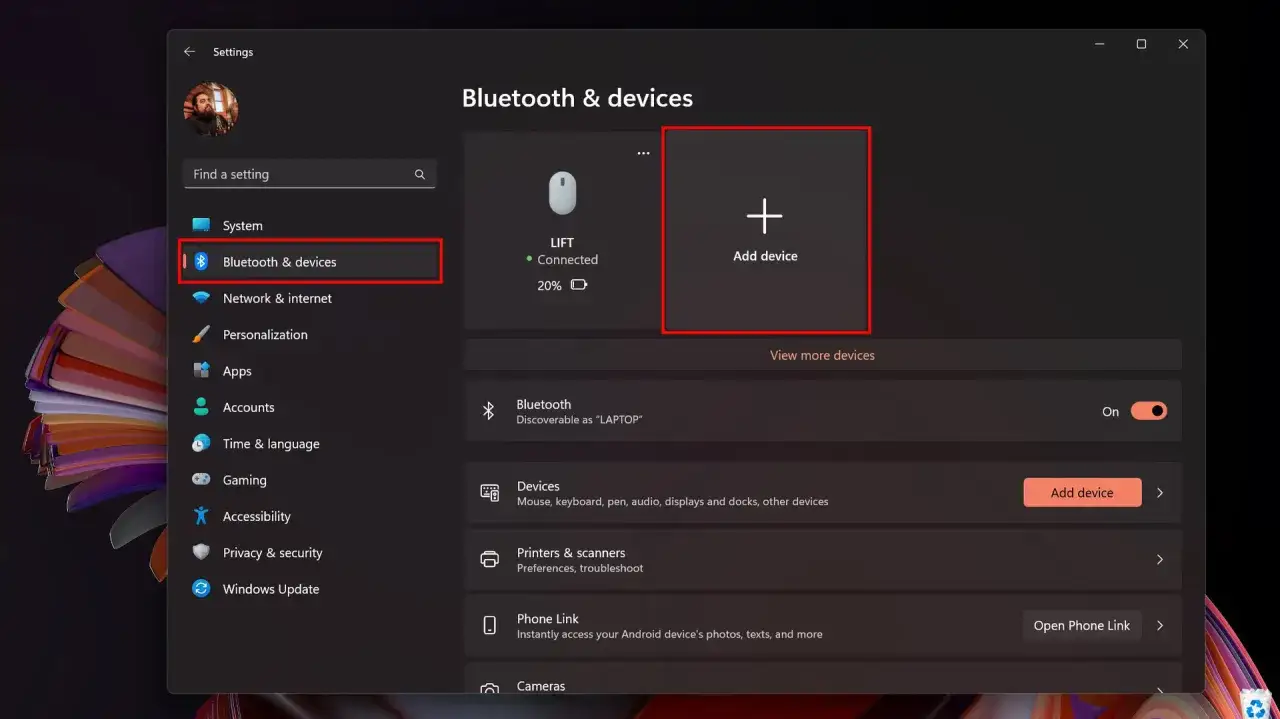 Ustawienia Bluetooth i urządzeń. Kliknij