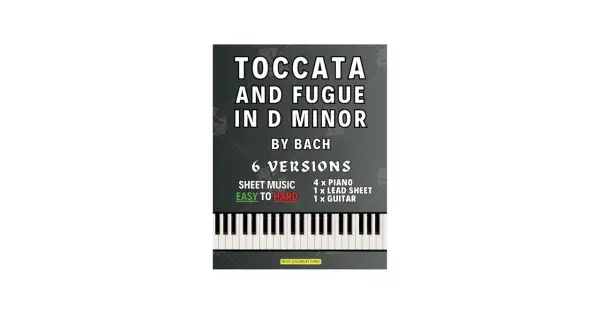 Grafika z nutami fortepianu i tekstem "Toccata i Fuga d-moll".