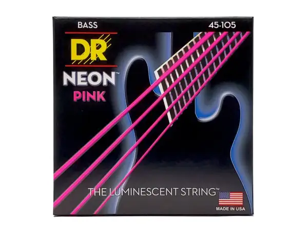 Opakowanie strun do gitary basowej DR Neon Pink. Ile strun ma gitara basowa? Ten zestaw zawiera 4 struny.