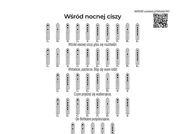 Instrukcja, jak zagrać kolędę na flecie: schematy palcowania dla "Wśród nocnej ciszy".