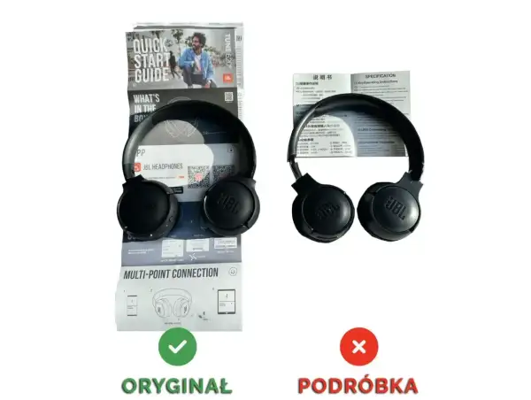 Oryginalne i podrabiane słuchawki bezprzewodowe JBL. Porównaj instrukcje, by jak znaleźć słuchawki bezprzewodowe JBL.