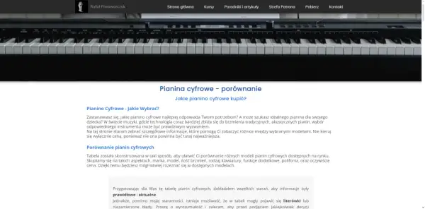 Klawiatura pianina cyfrowego z widocznymi przyciskami i pokrętłami. Artykuł porównuje pianina cyfrowe, uwzględniając ich wymiary.